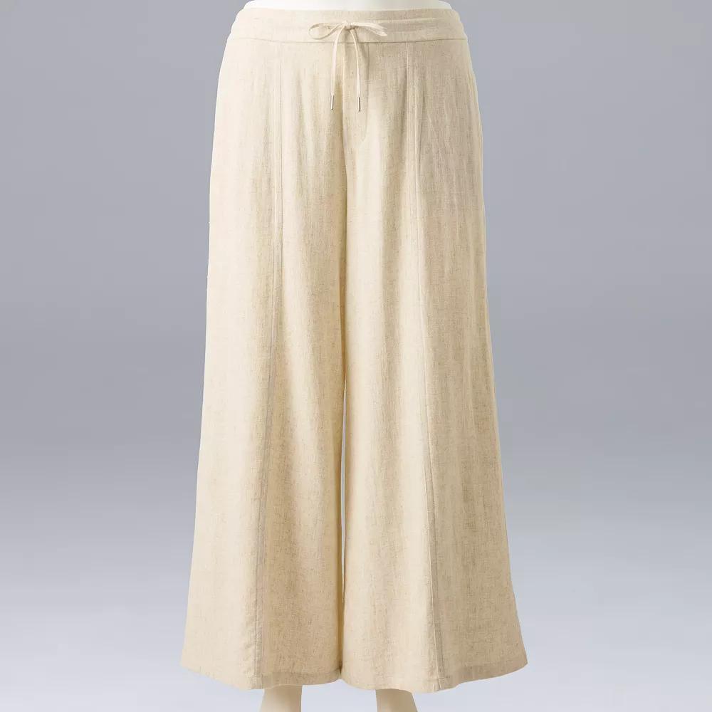Plus Size Simply Vera Vera Wang Wide Leg Linen Pants, Women's, Size: 2XL, Vera Flax Product Image
