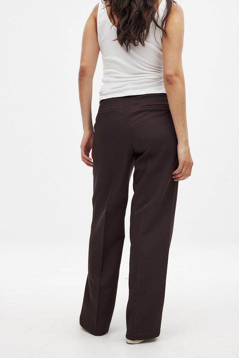 Straight Mid Waist Twill Suit Pants Product Image
