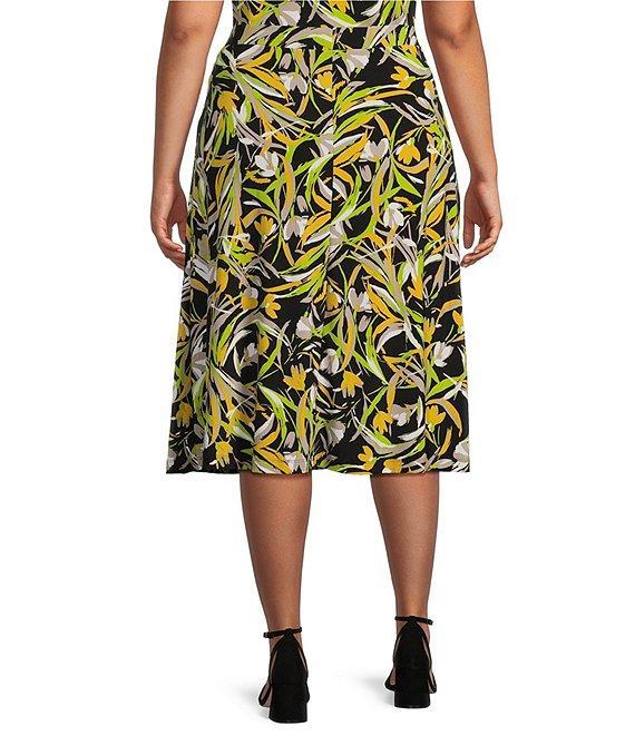 Kasper Plus Size Printed Flared Coordinating Midi Skirt Product Image