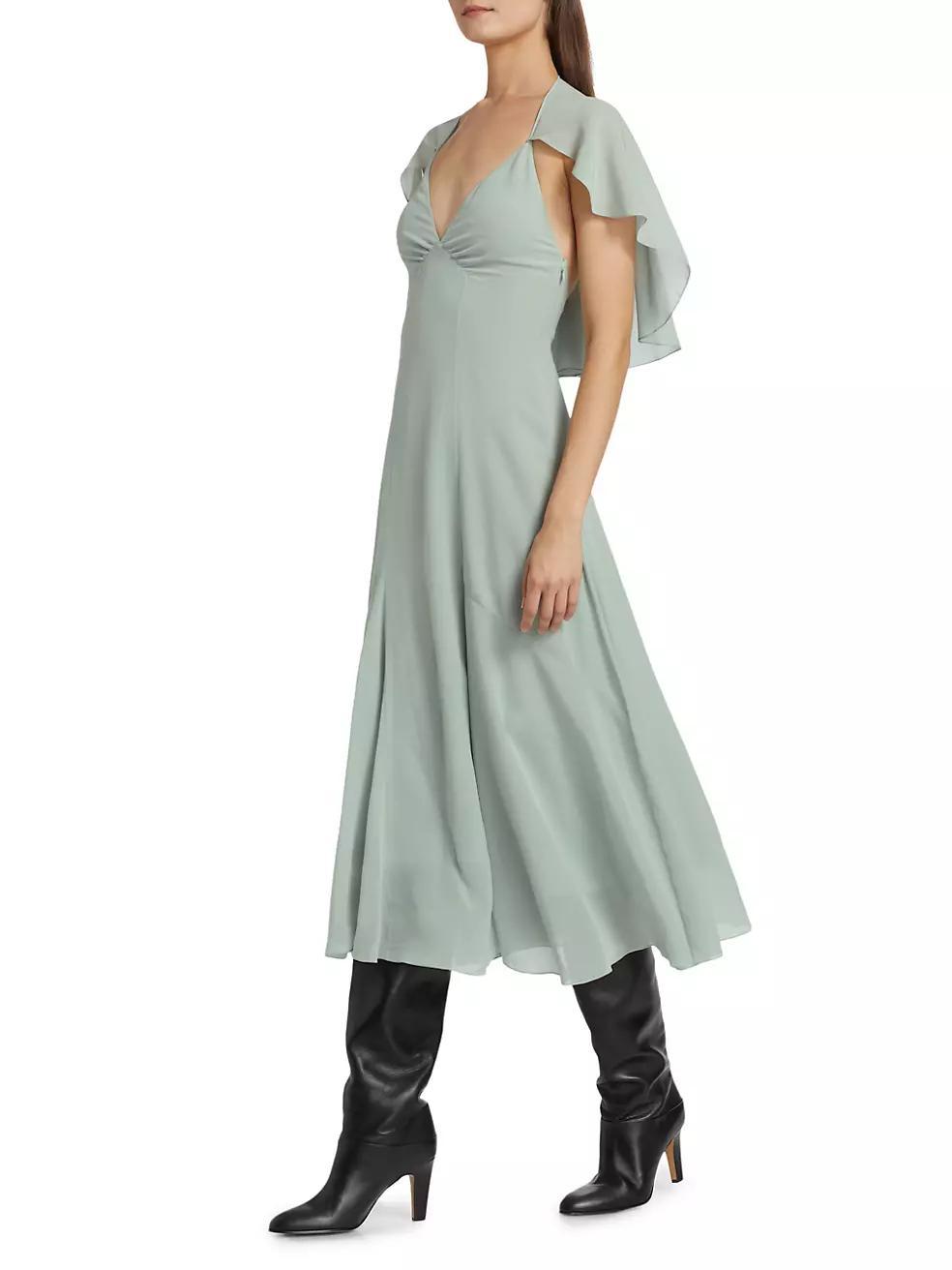 Silk Capelet Midi-Dress Product Image