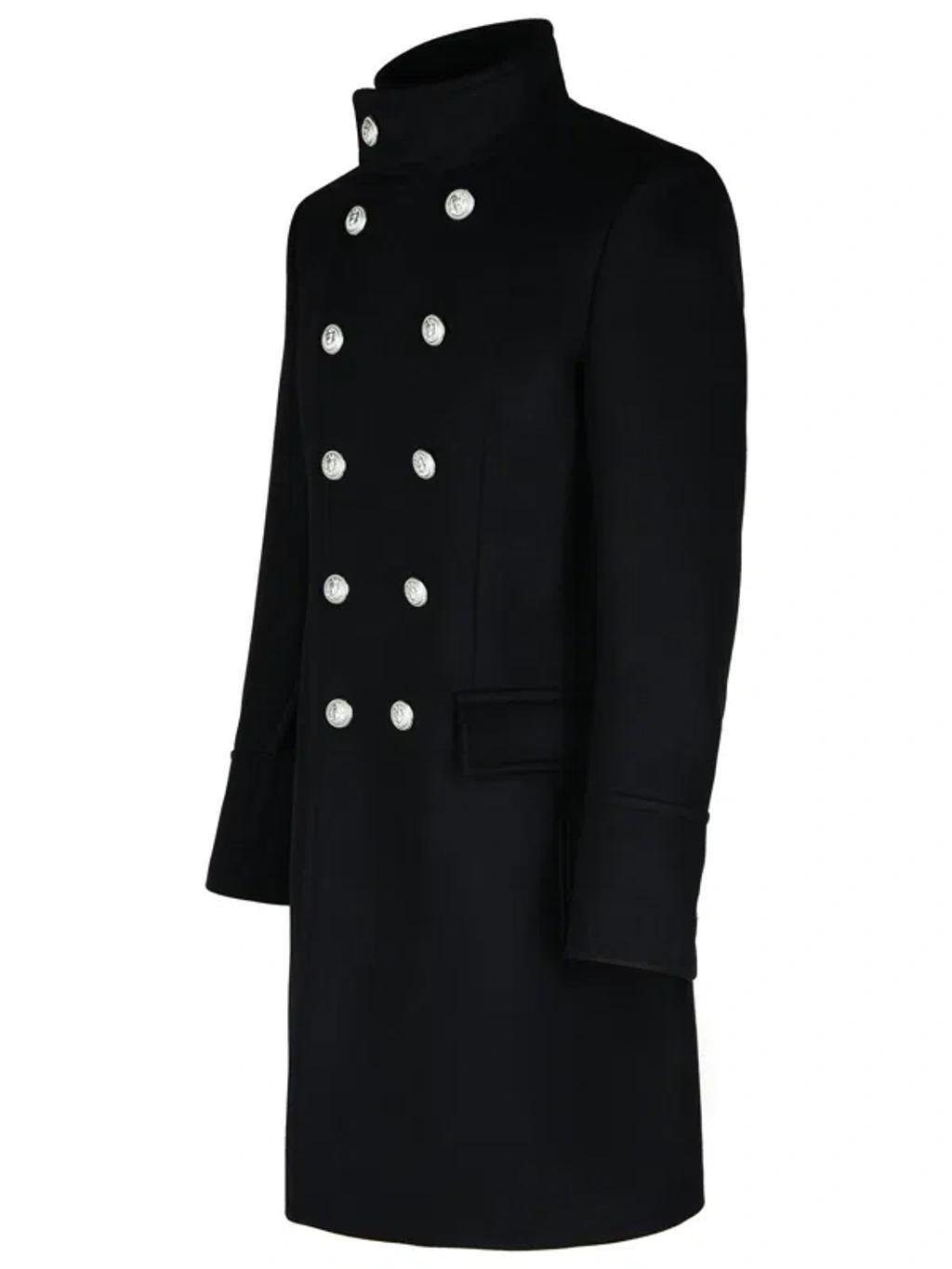 Black Wool Blend Coat Product Image