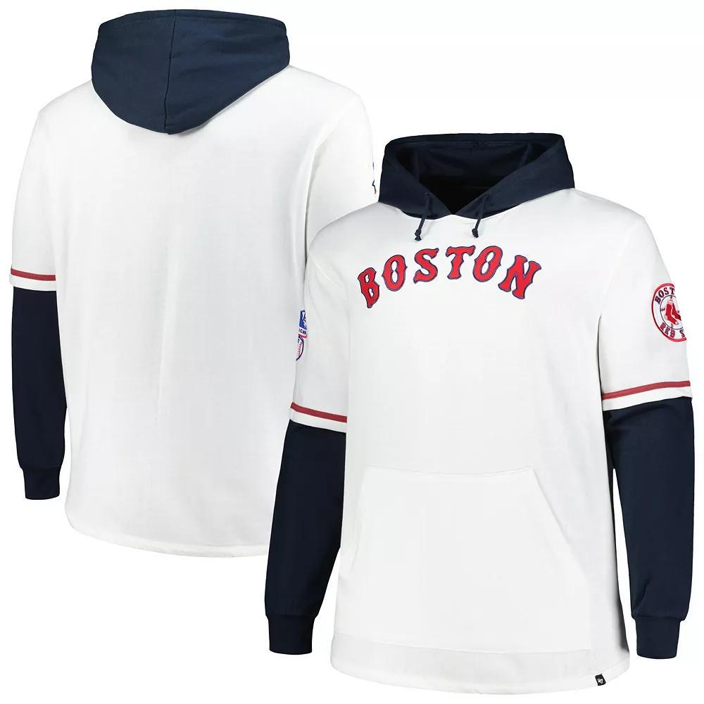 Men's '47 White/Navy Boston Red Sox Big & Tall Trifecta Shortstop Pullover Hoodie,  Product Image