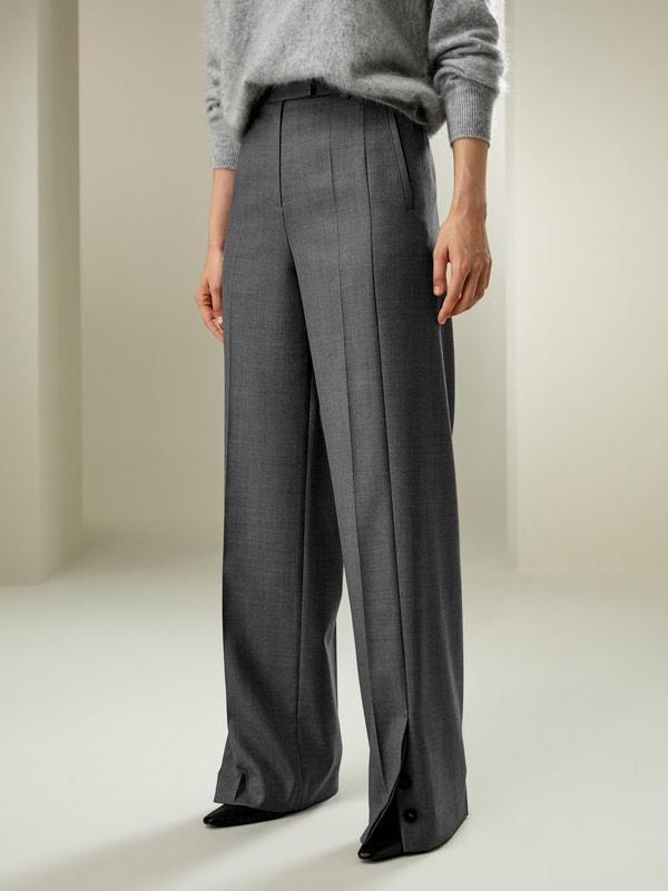 Wool Silk Blend Straight Pants Product Image