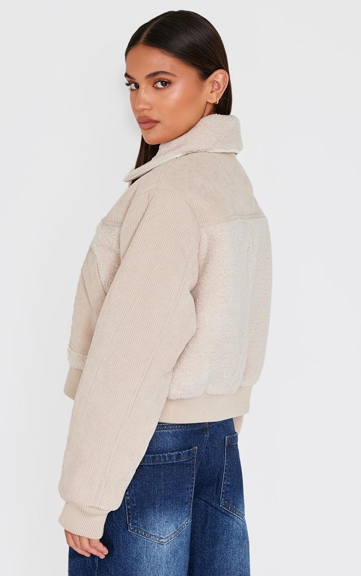 Cream Corduroy Borg Jacket Product Image