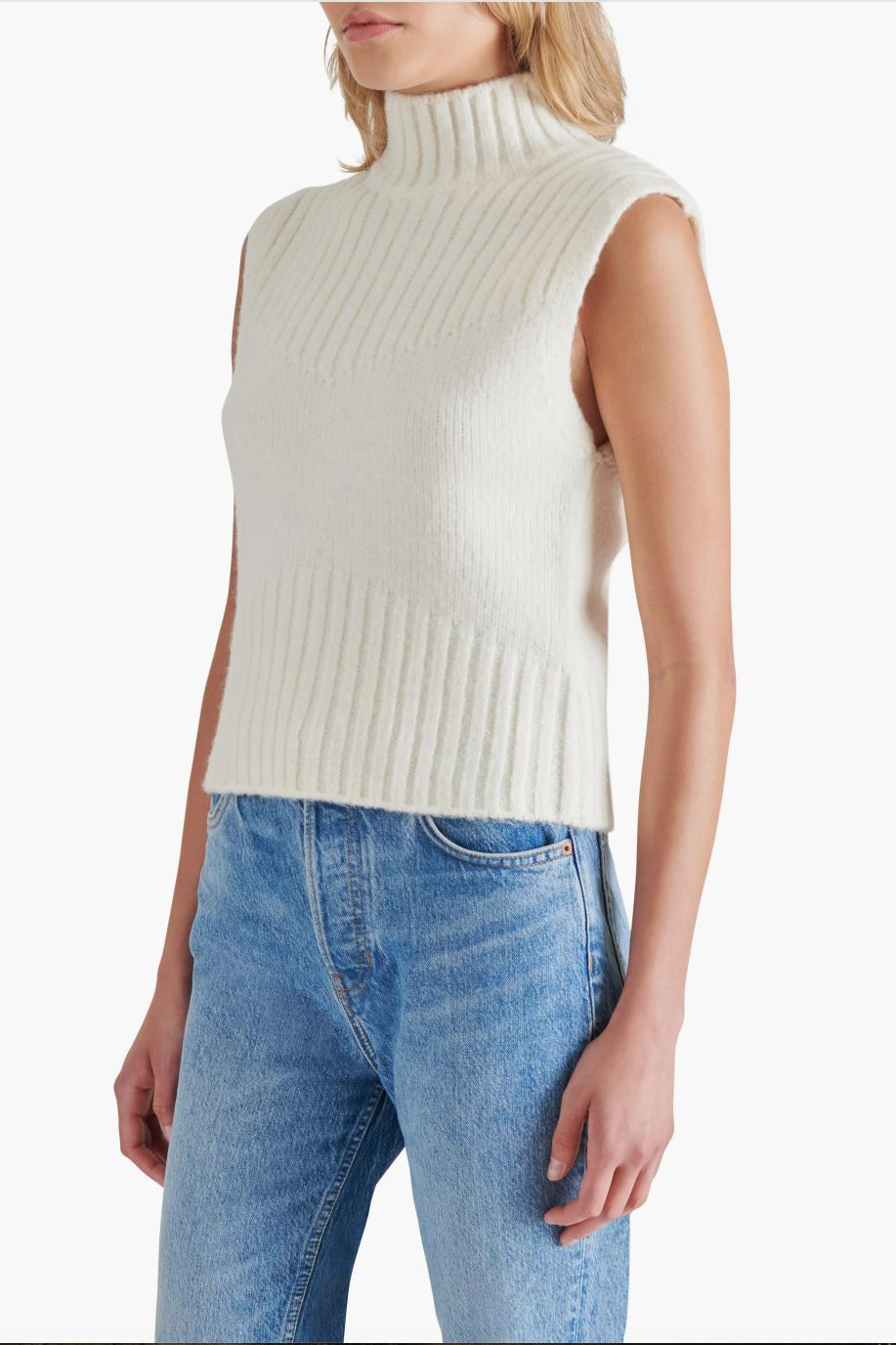 Serin Sleeveless Turtleneck Sweater - Cream Product Image