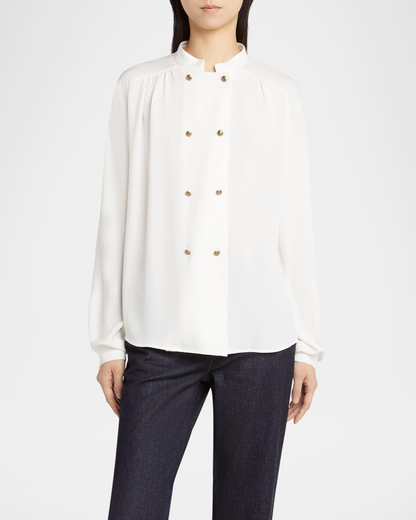 Double-Breasted Silk Blouse Product Image