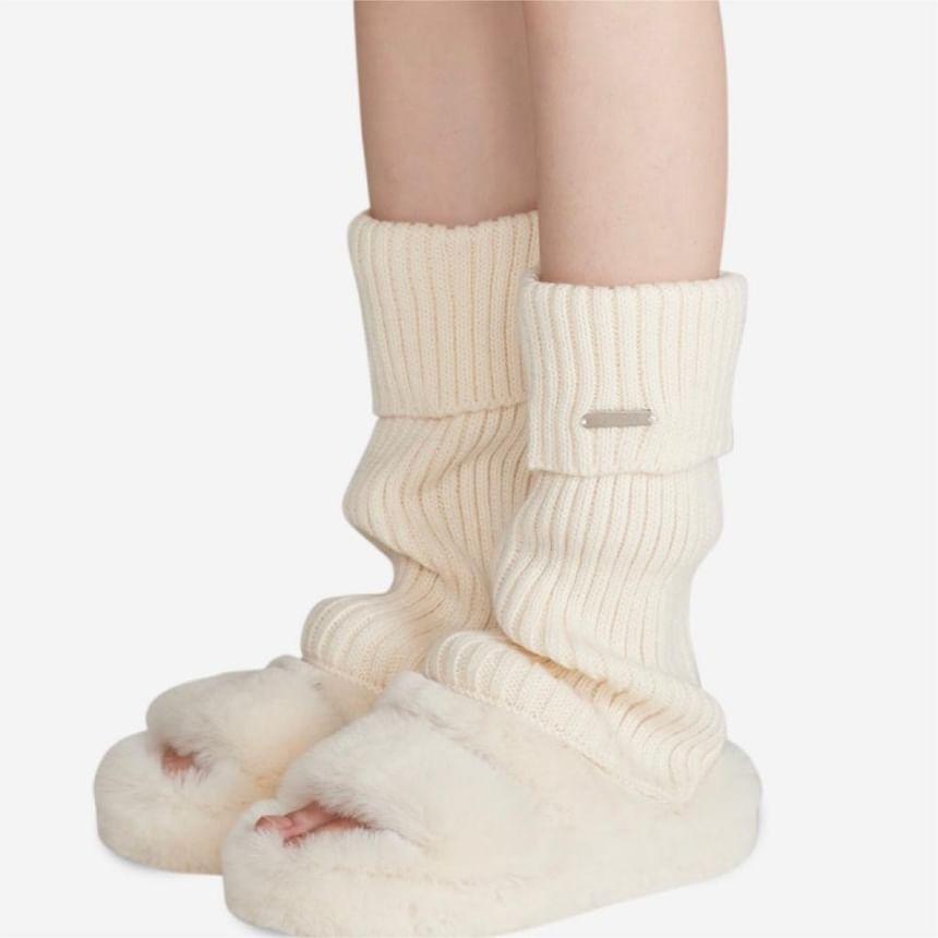 Plain Ribbed Knit Leg Warmers Product Image