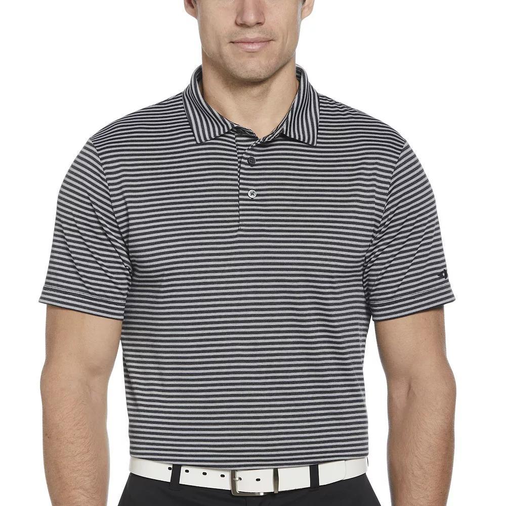 Men's Grand Slam Grand Slam Heather Stripe Short Sleeve Slim Fit Golf Polo Shirt, Size: Small, Caviar Grey Product Image