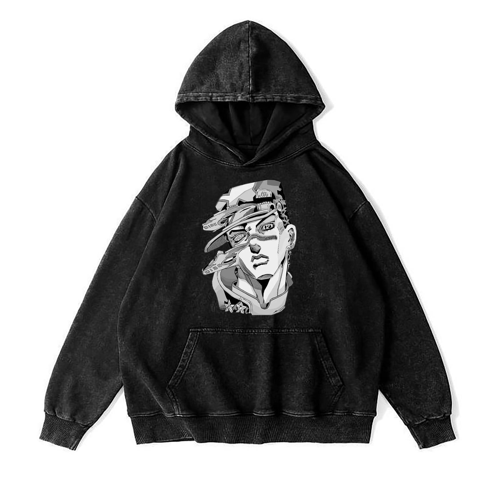 Sopula Jotaro Stand Disk Jojo's Bizarre Adventure - Stone Ocean Graphic Pocket Washed Hoodie Product Image