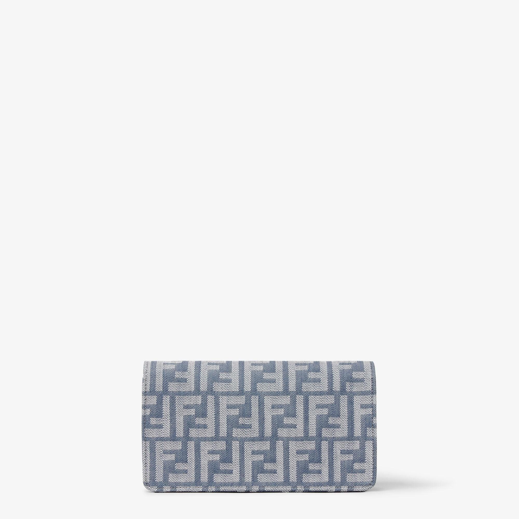 Wallet On Chain BaguetteBlue denim-effect FF jacquard wallet Product Image
