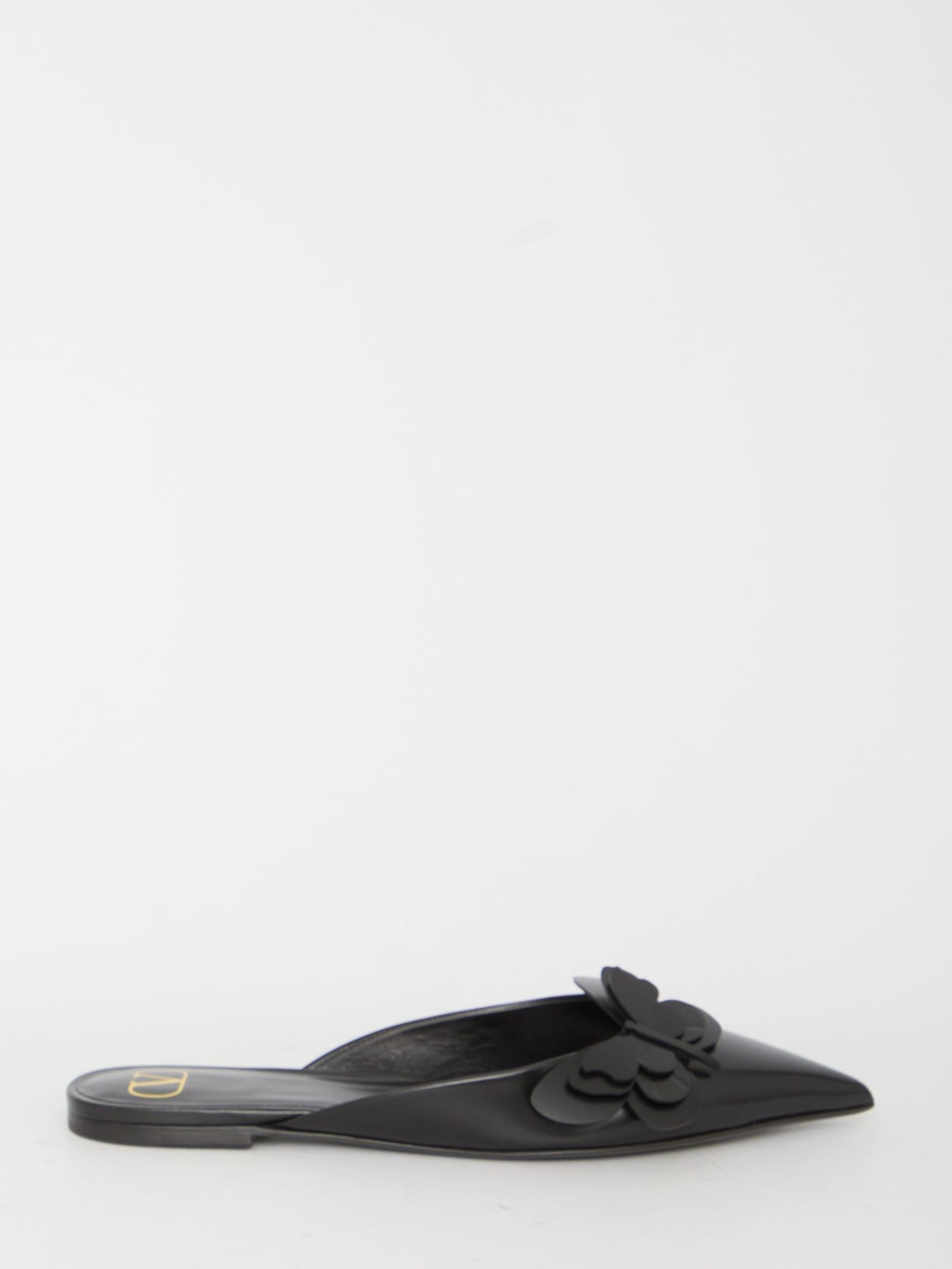 VALENTINO GARAVANI Flat Mules In Leather In Black Product Image