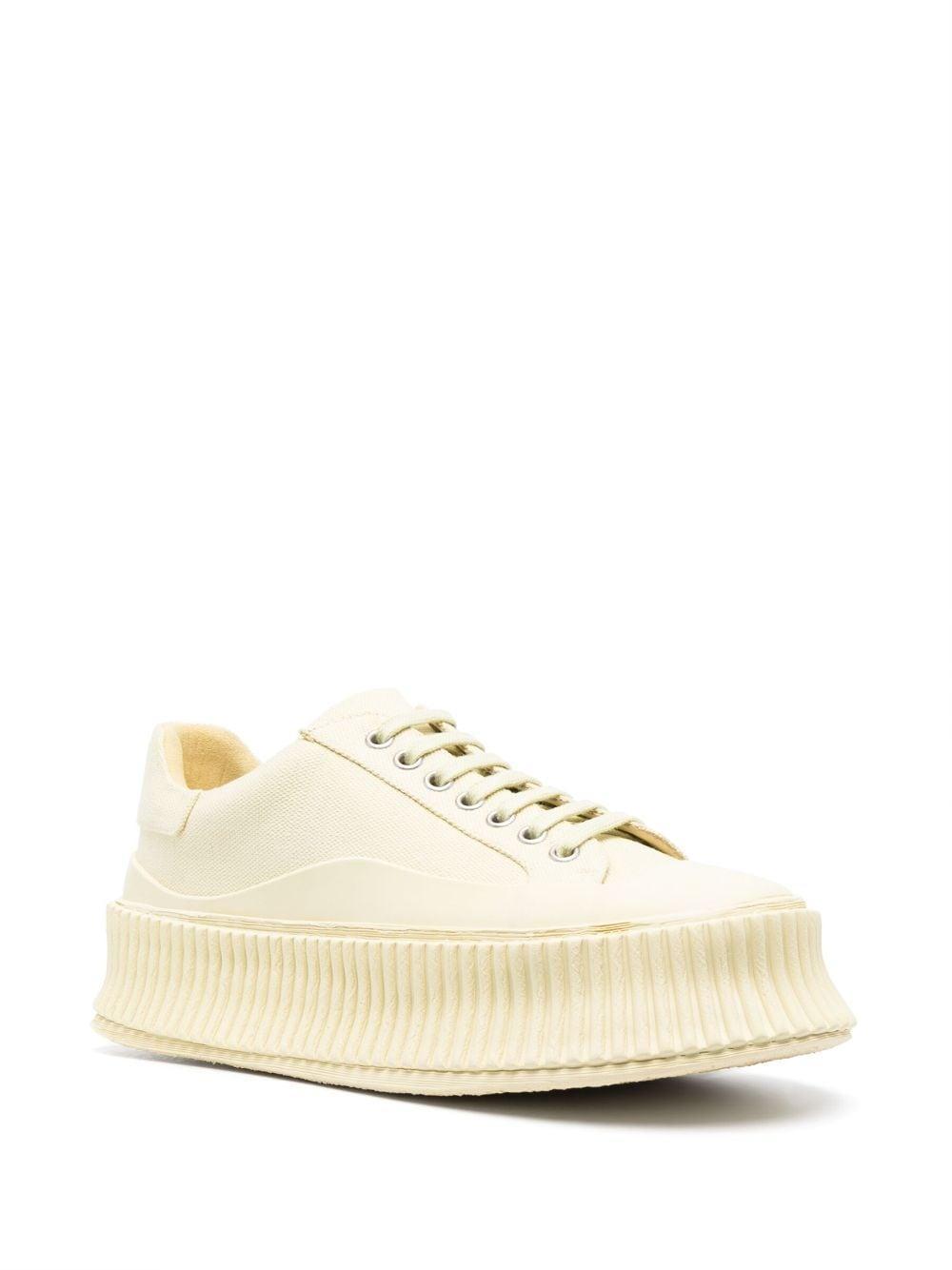 White Leather Platform Sneakers In 100 Optic White Product Image