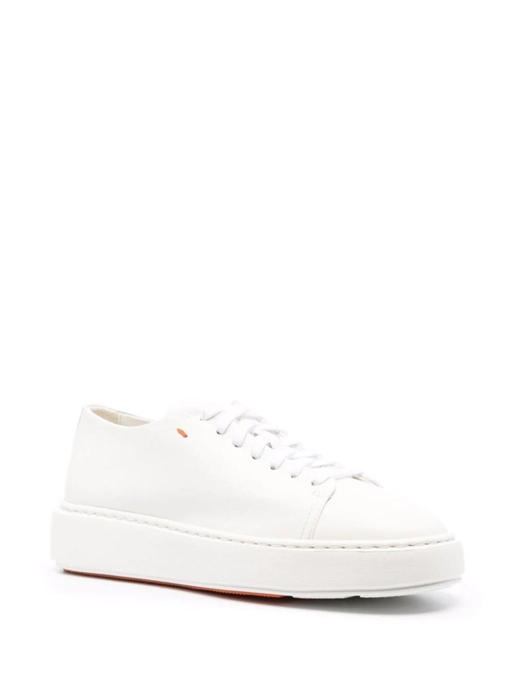 SANTONI Low-top Leather Sneakers In White Product Image