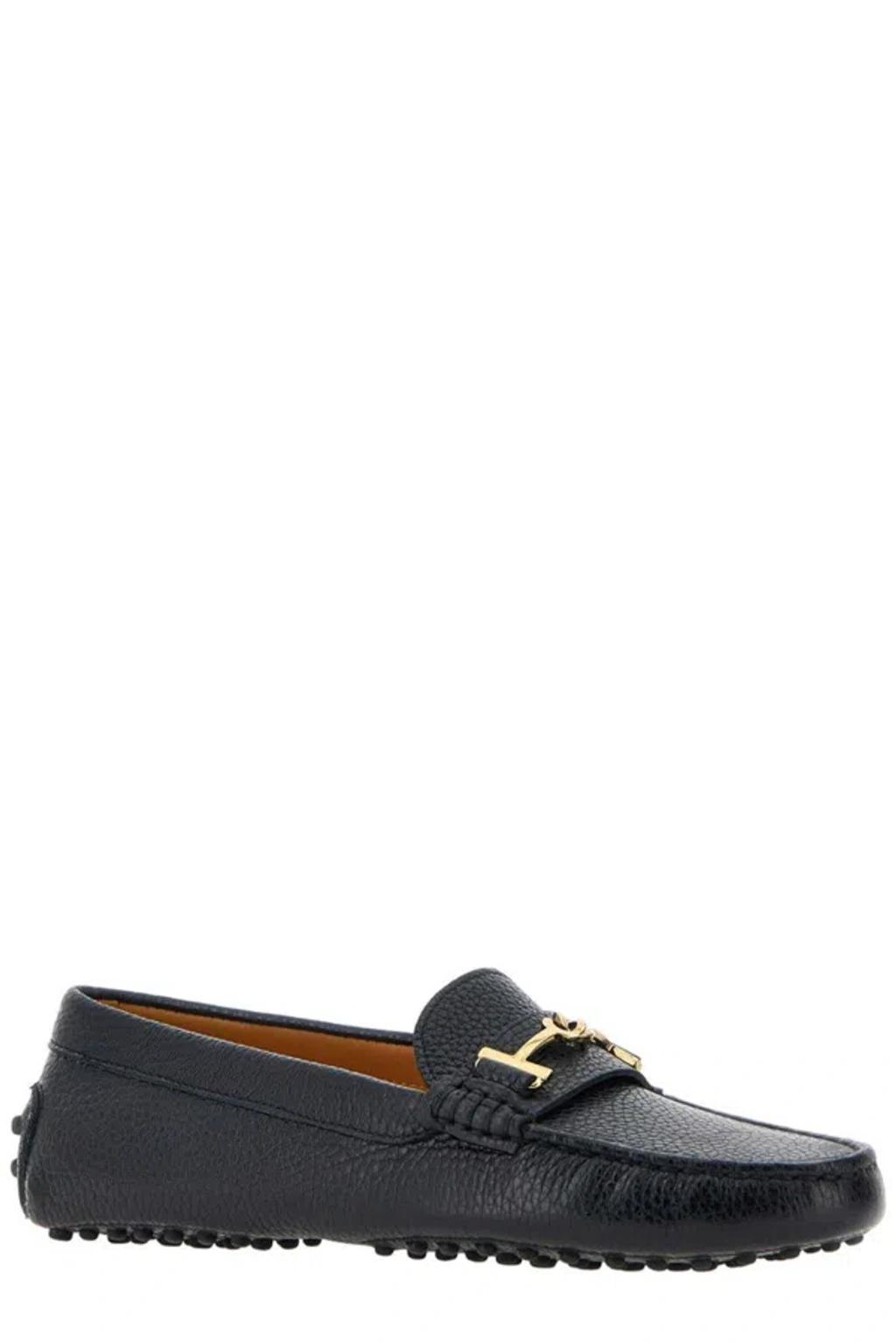 TOD'S Logo Plaque Round Toe Loafers In Black Product Image