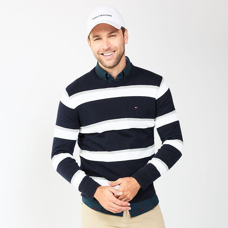 Mens Tommy Hilfiger Striped Sweater Grey Grey Product Image