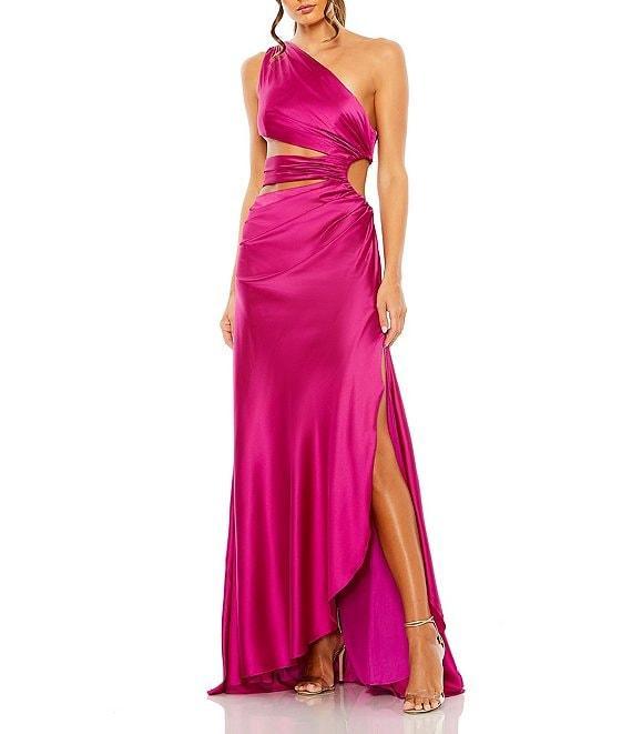 Mac Duggal One Shoulder Side Cut Out Satin Gown Product Image