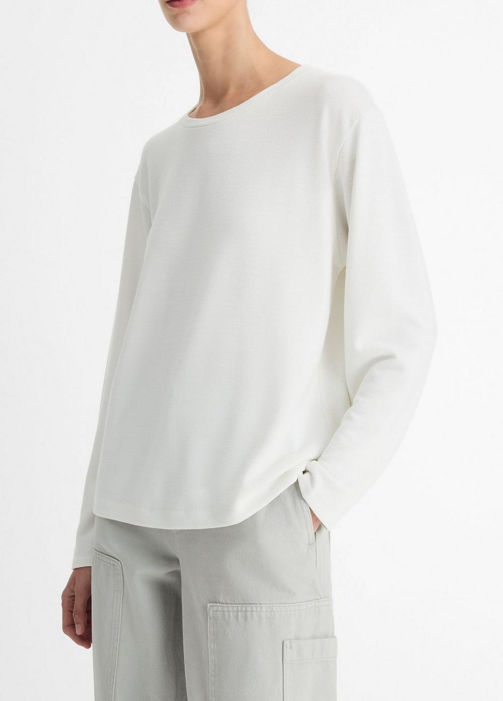 Womens Knit Relaxed Long-Sleeve T-Shirt, Off White, Size S Vince Product Image