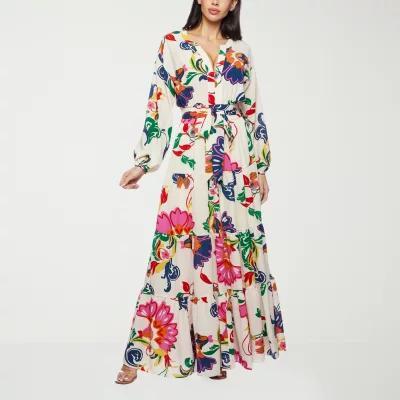 Premier Amour Womens Long Sleeve Floral Maxi Dress Product Image