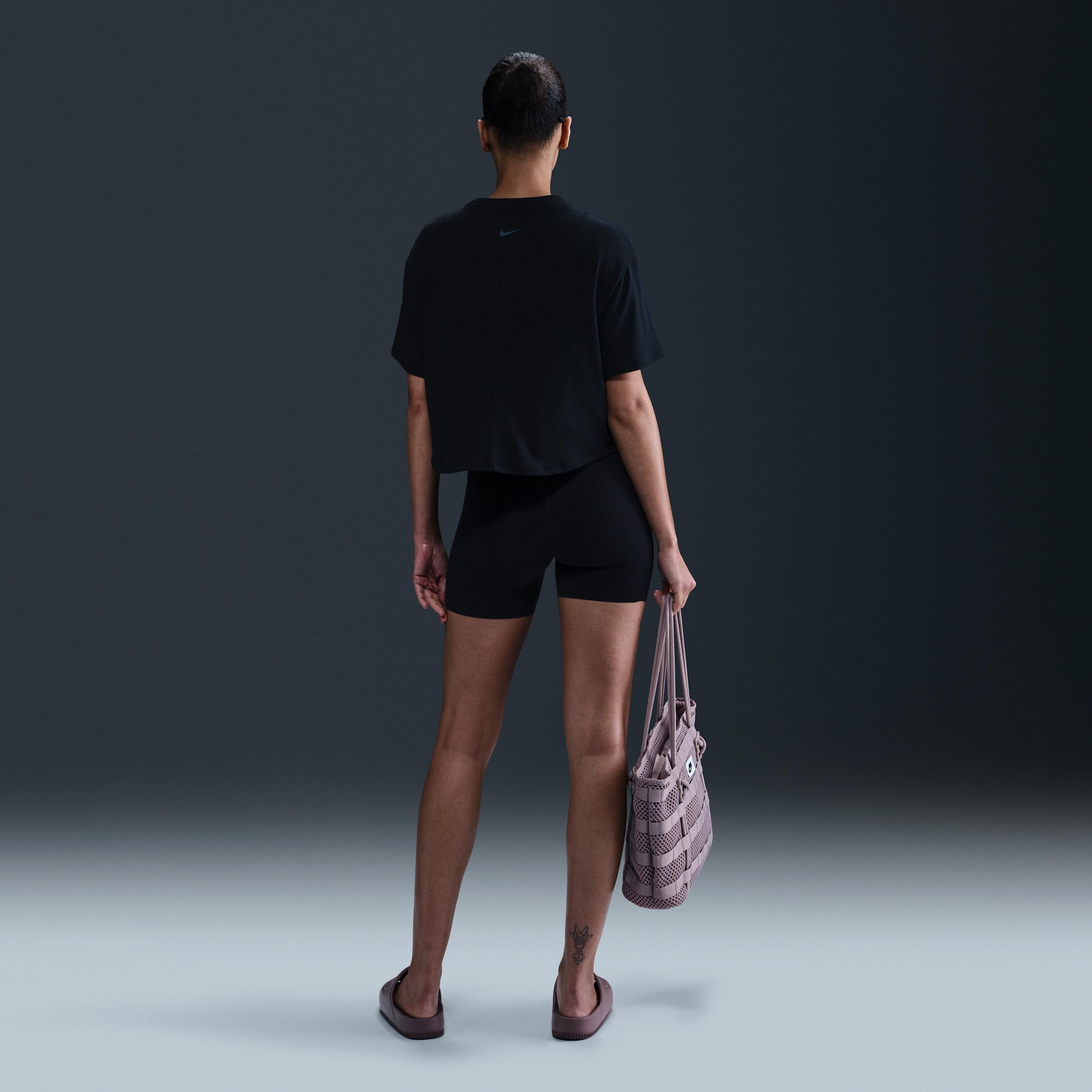 Nike Womens One Relaxed Dri-FIT Cropped Short-Sleeve Top | HJ1065-478 Product Image