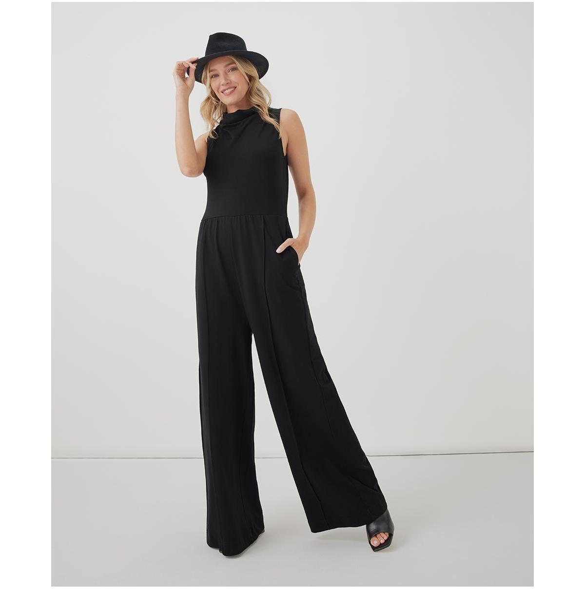 Organic Cotton Fit & Flare Cowl Neck Jumpsuit Product Image