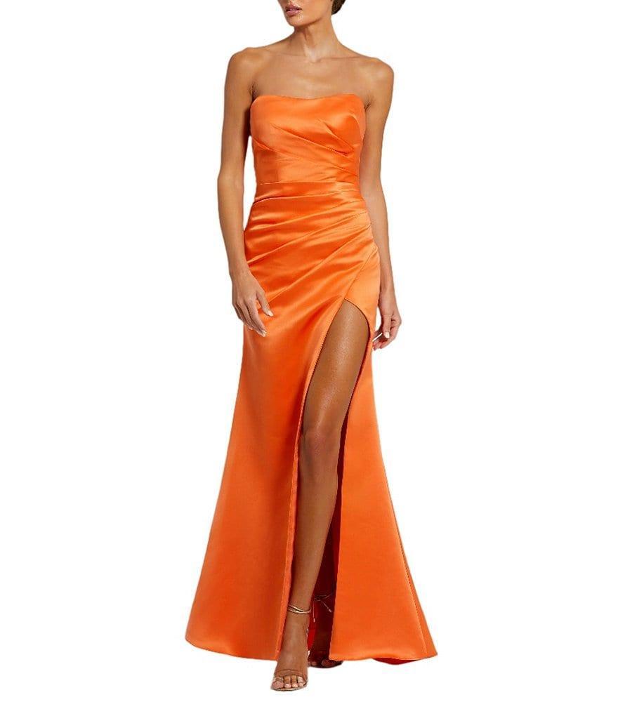 Mac Duggal Strapless Ruched Satin Sheath Gown Product Image
