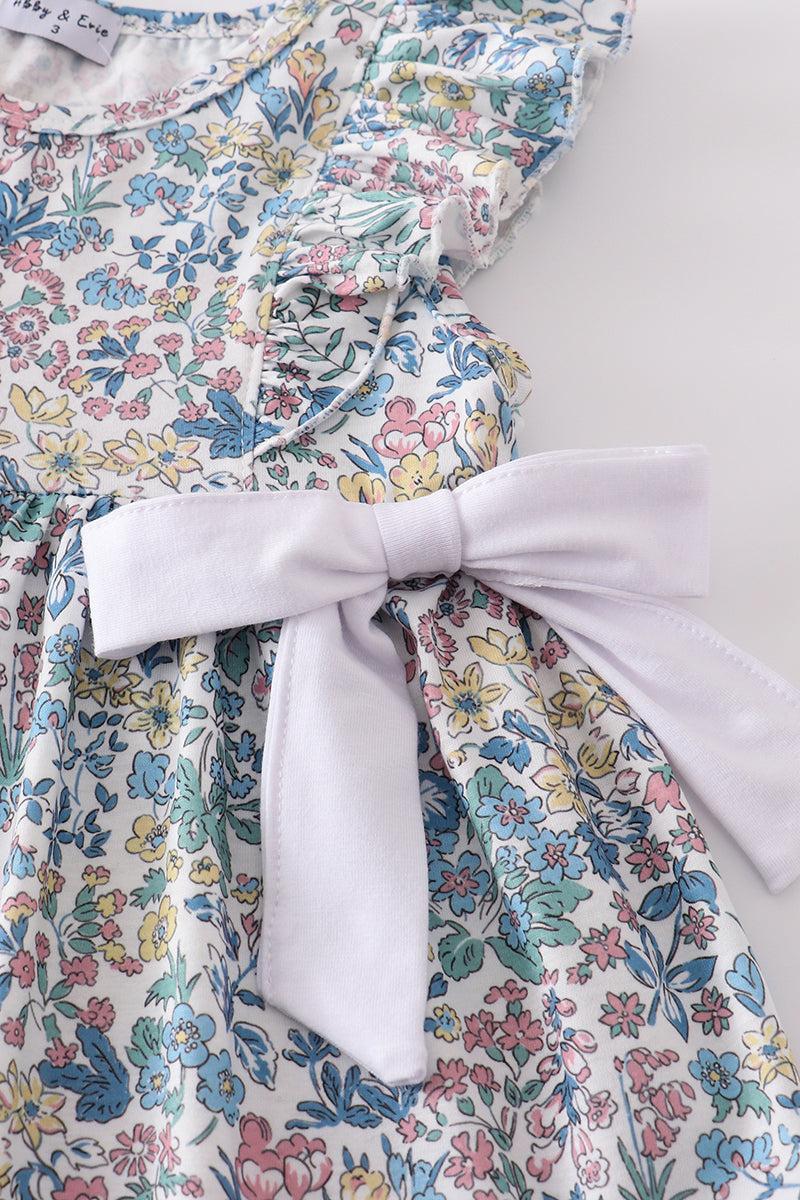 Vintage meadow print bow shorts set Product Image