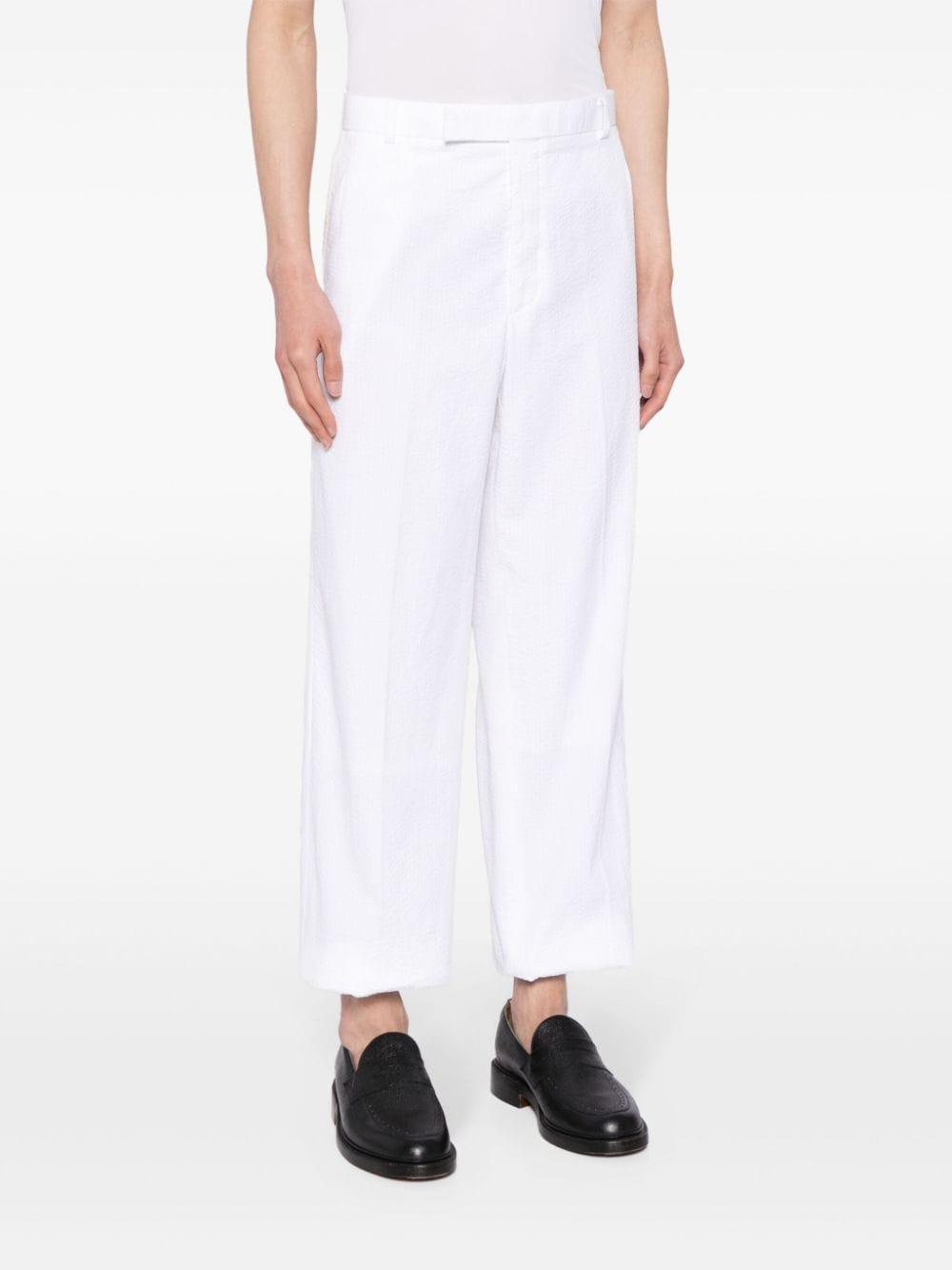 Pressed-crease Cotton Trousers In White Product Image