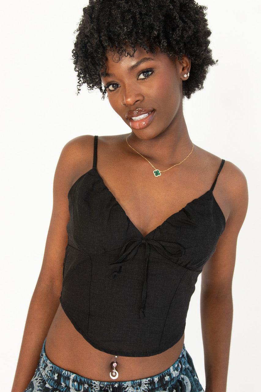 Tie Front Linen Tank Top Product Image