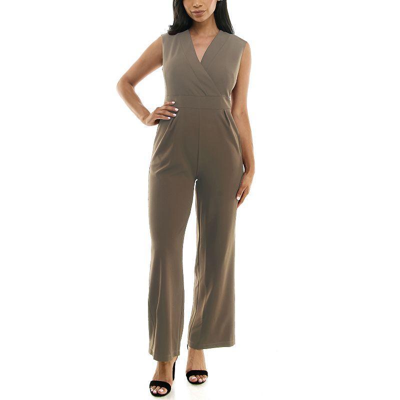 Womens Nina Leonard Surplice Jumpsuit Dark Pink Product Image