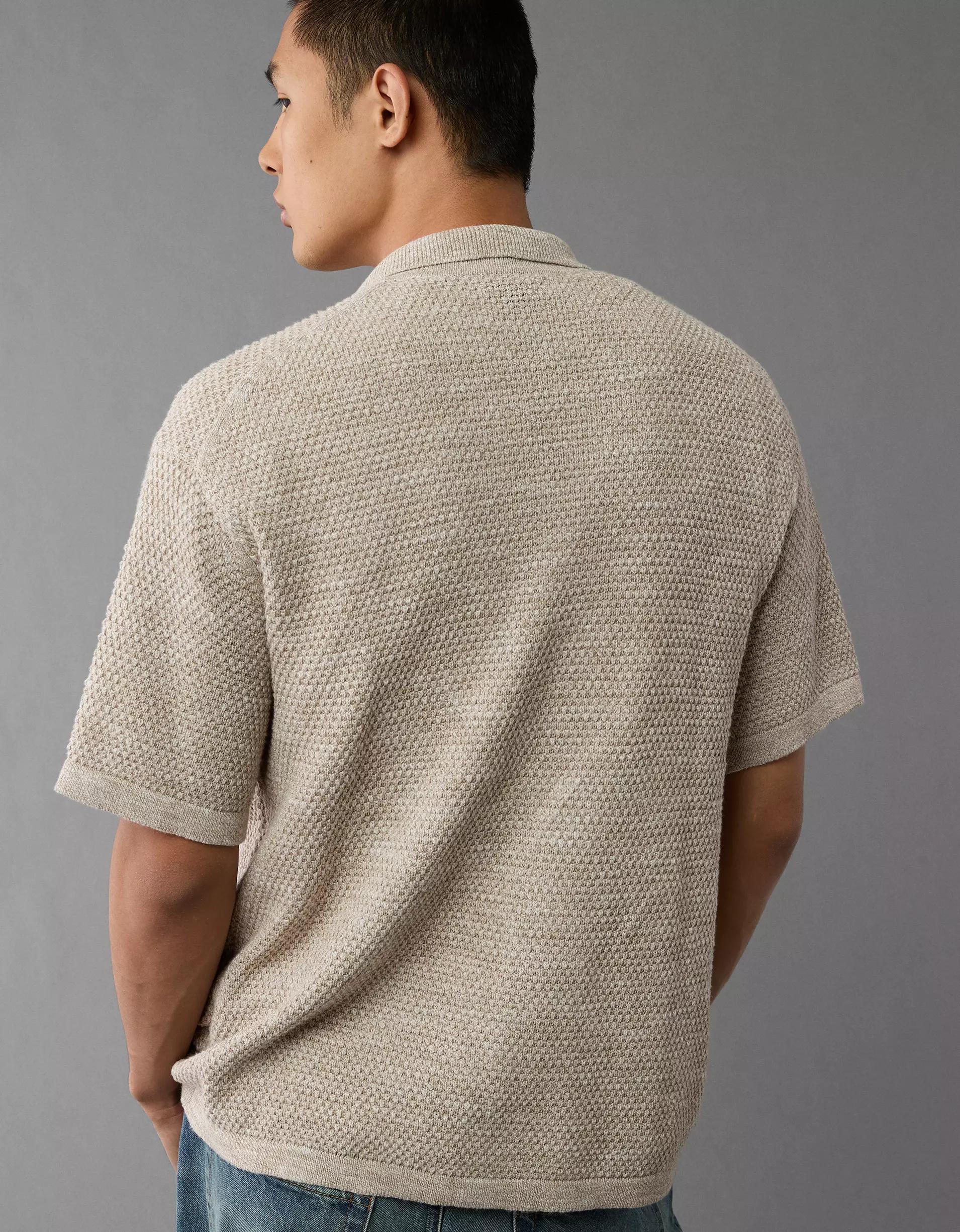 AE Weekend Button-Up Sweater Polo Shirt Product Image