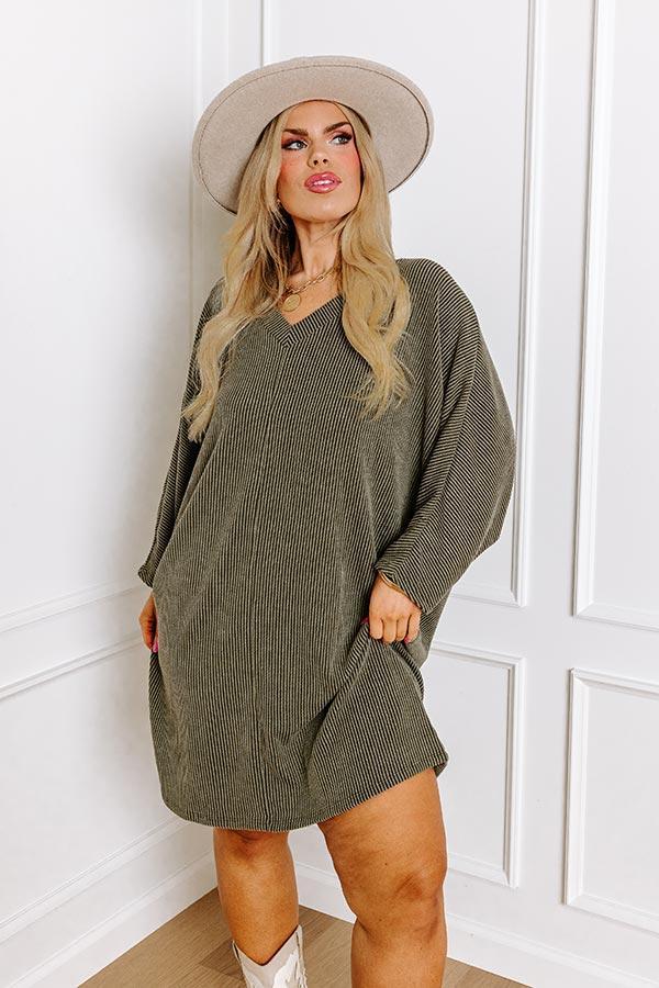 Casual Chats Shift Dress In Olive Curves Product Image