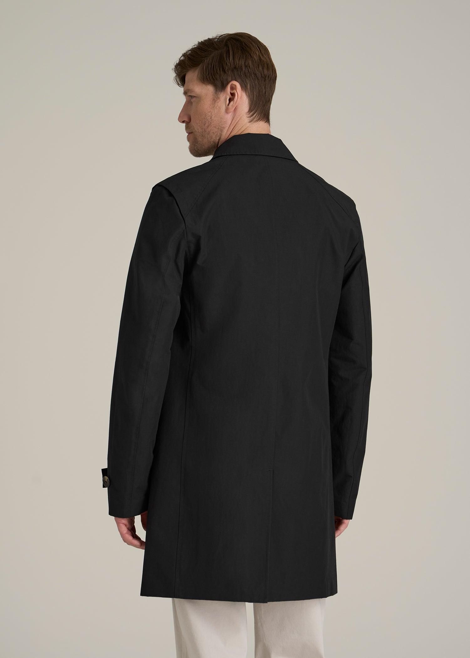Minimalist Trench Coat for Tall Men in Black Male Product Image