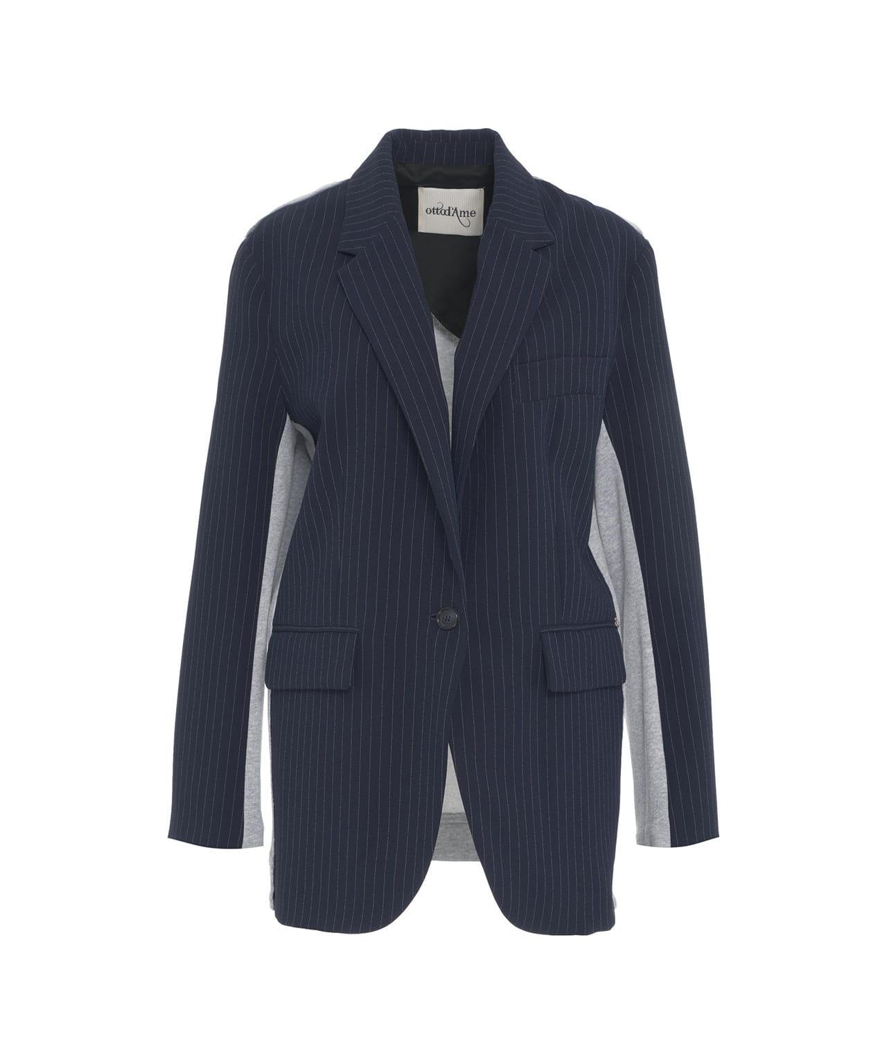 Single-breasted blazer with contrasting material Product Image