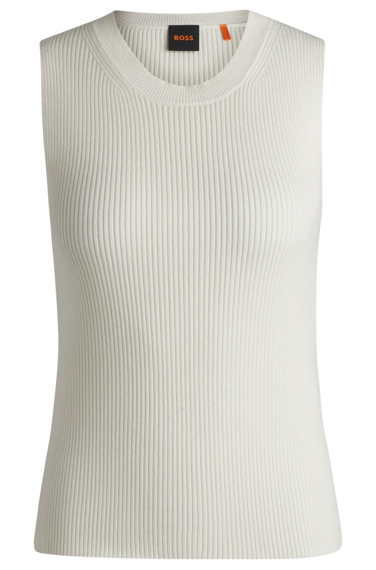 Slim-fit sleeveless top in ribbed stretch fabric Product Image