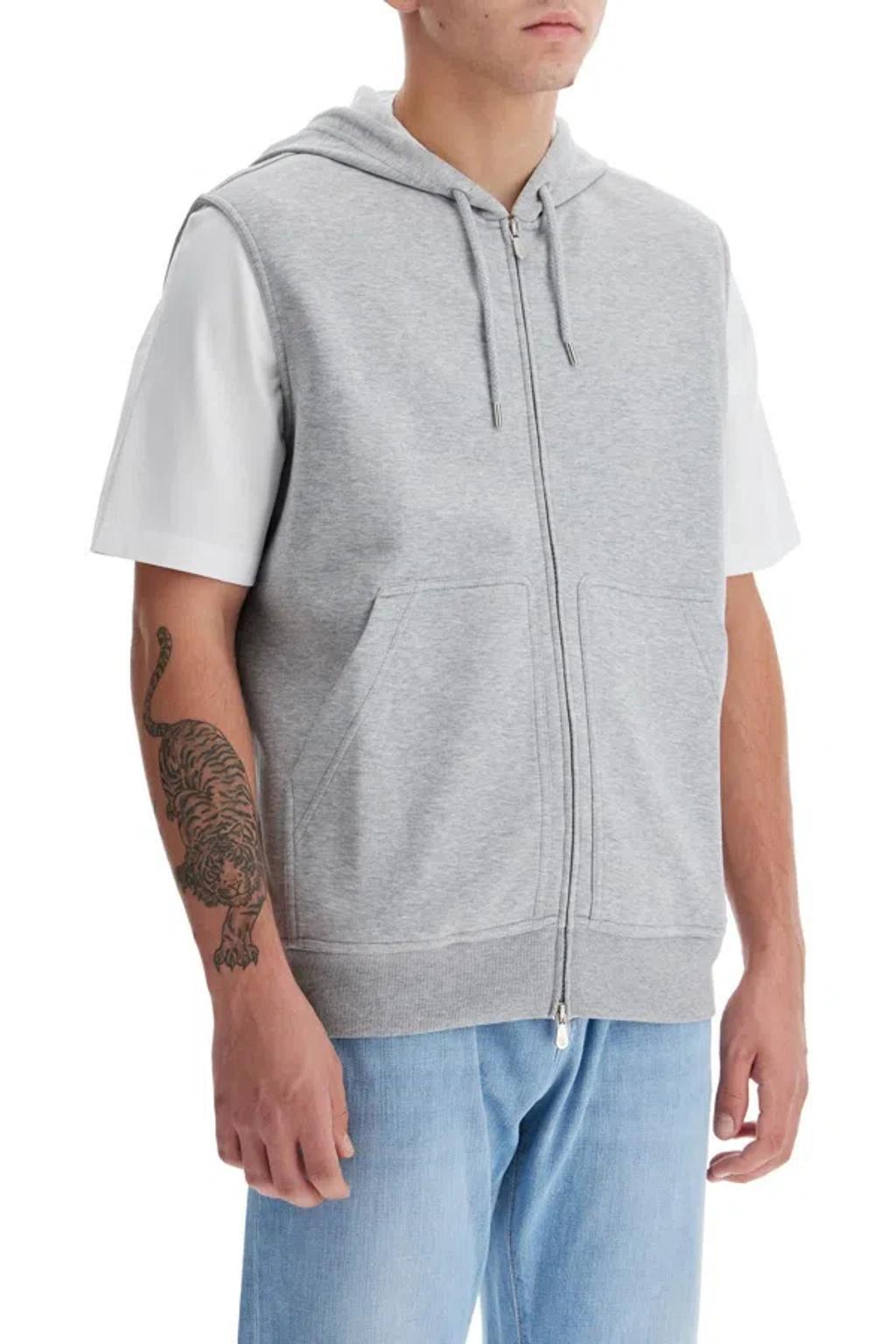 Hooded Jersey Vest With Hood In Grau Product Image