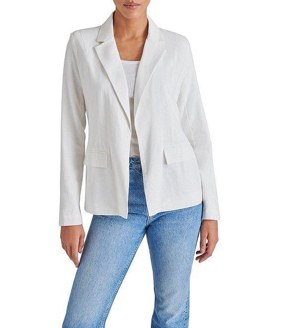 Steve Madden Payton Front Notch Neck Long Sleeve Linen Blazer Product Image