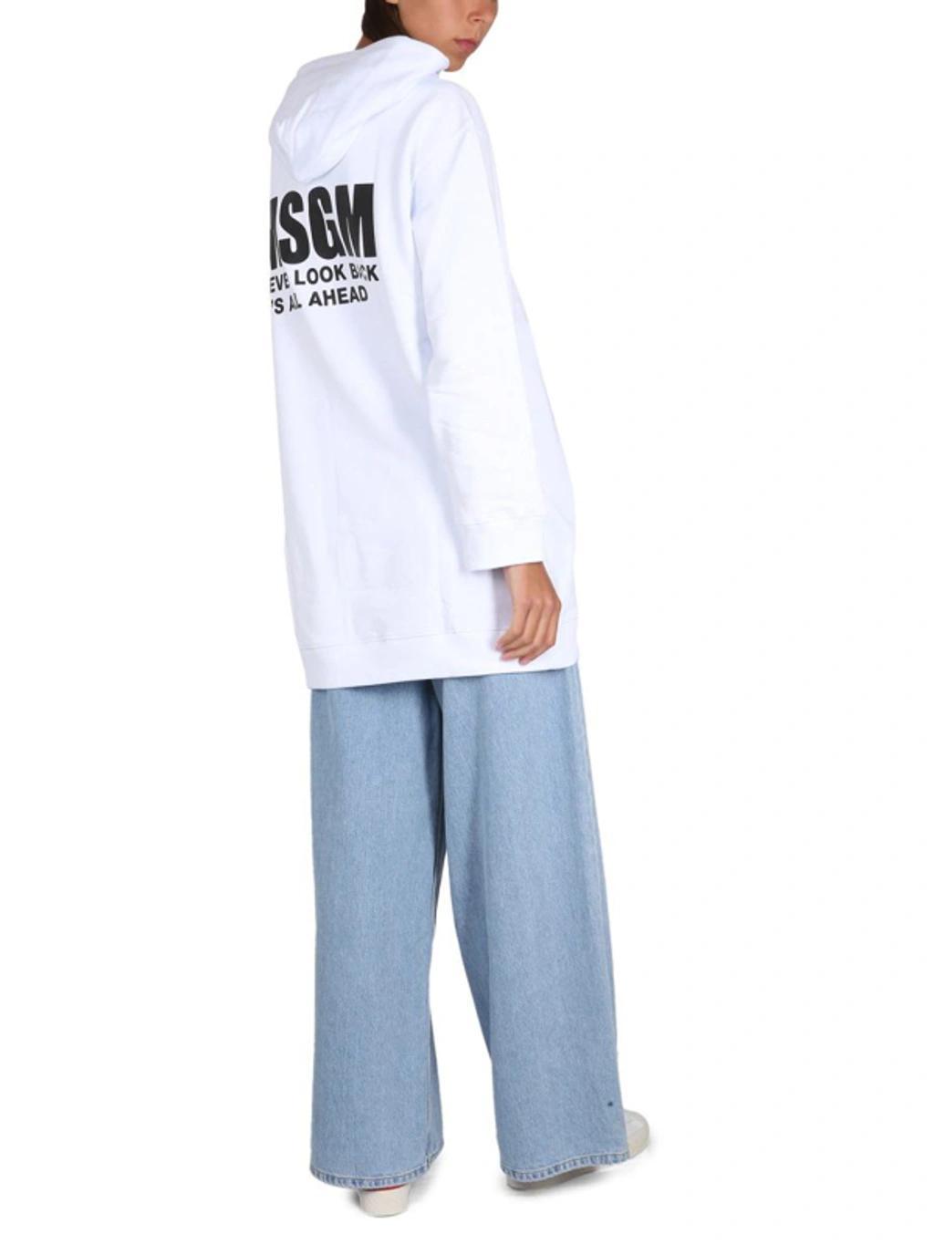 MSGM Sweatshirt With Logo Print In White Product Image