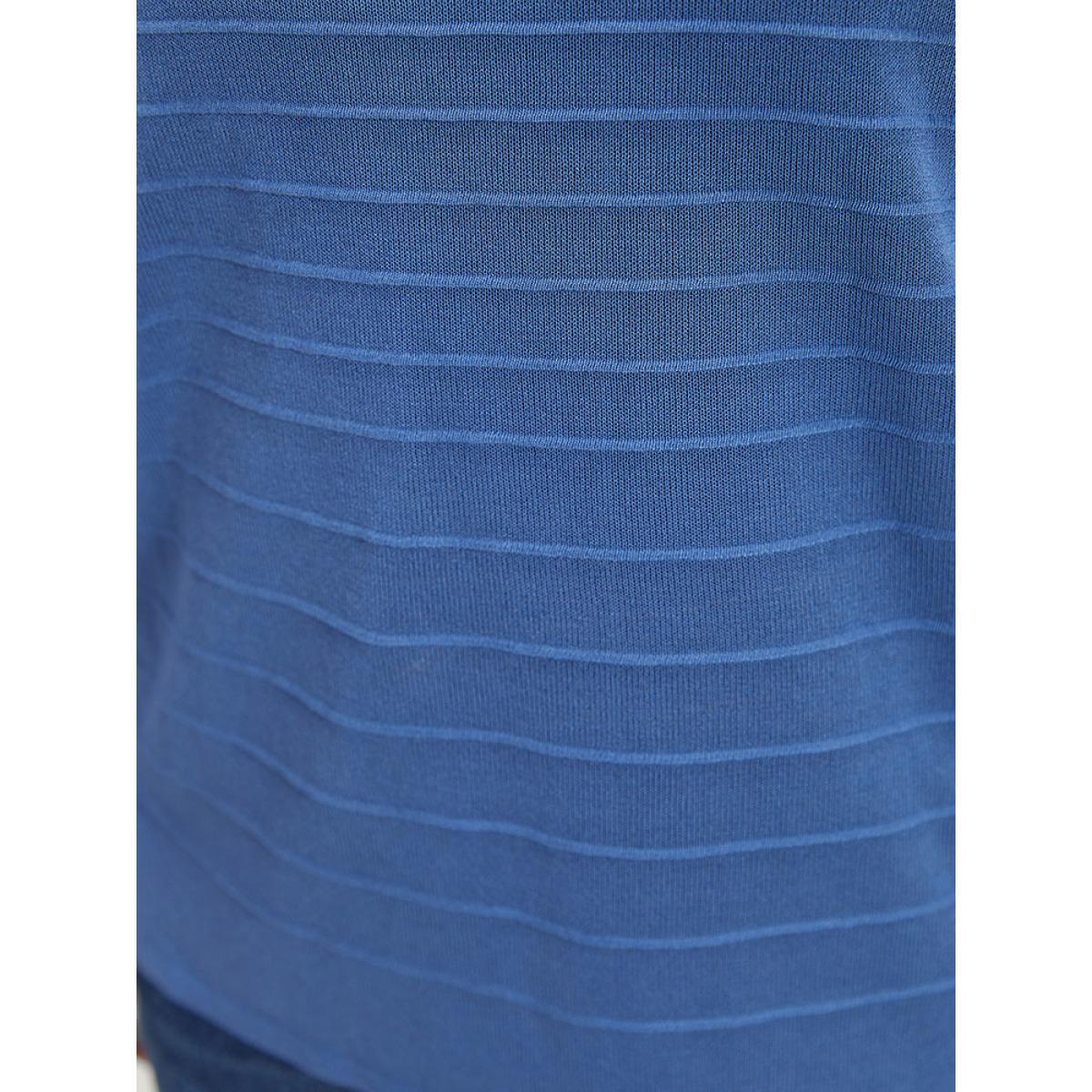 Plus Size Solid High Low Hem Drop Shoulder Split Side Pullover Cerulean Women Casual Loose Long Sleeve Round Neck Everyday Pullovers BloomChic 14-16/1X Product Image