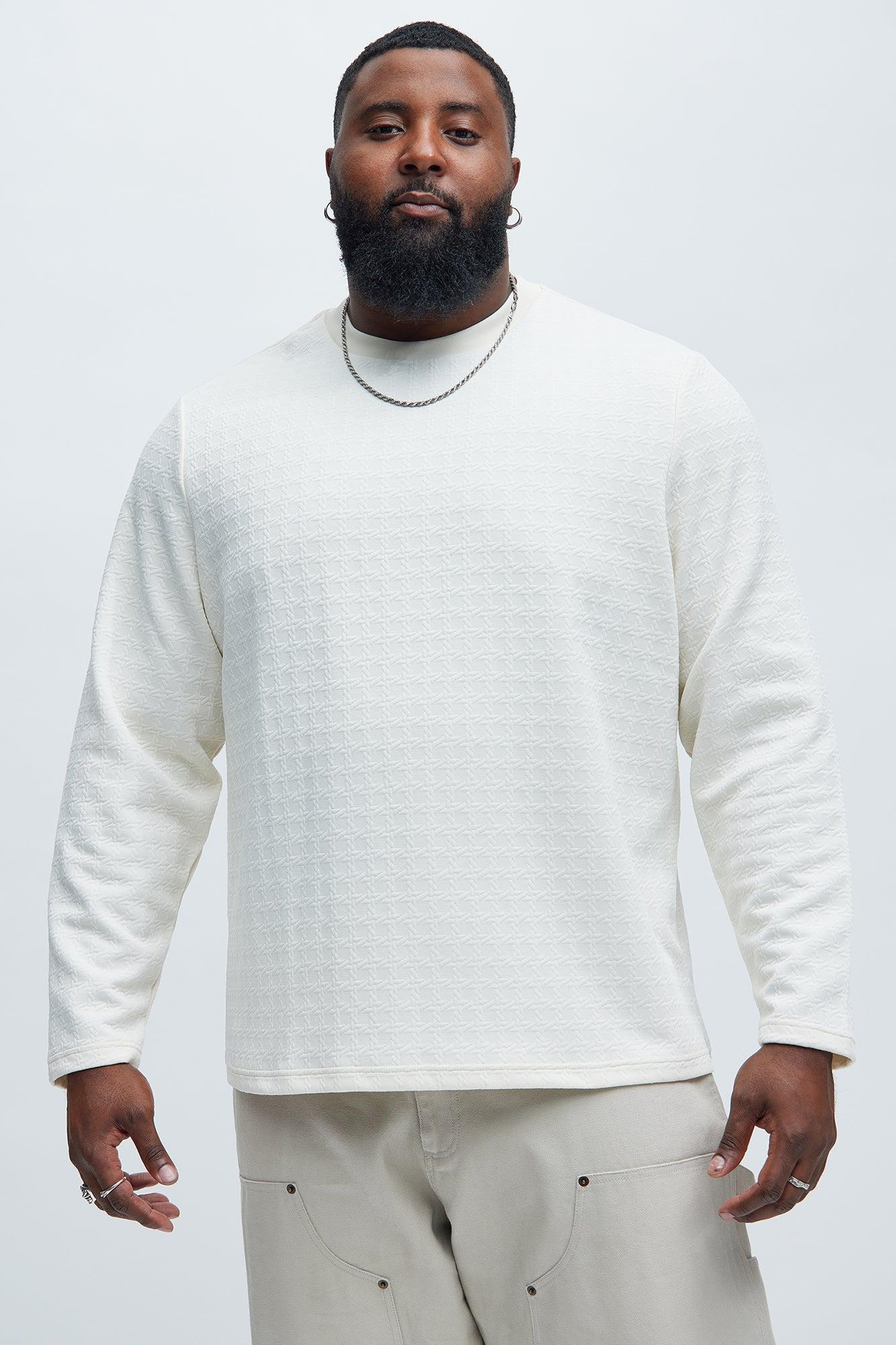 8AM Textured Long Sleeve Tee - Off White Product Image