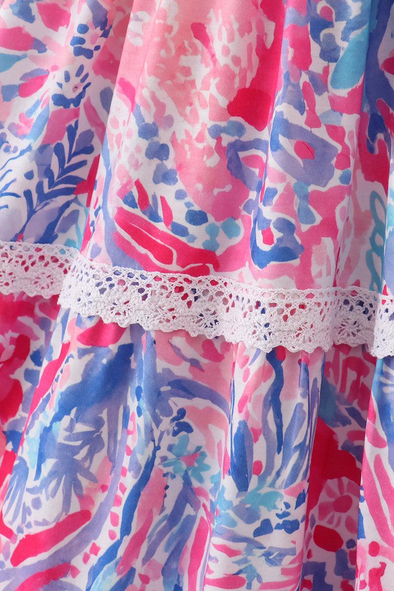 Bow applique print mom&me dress Product Image