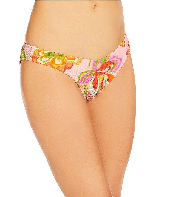 GB Bright Bloom Scrunchie Textured Extra High Leg Scoop Hipster Swim Bottom Product Image