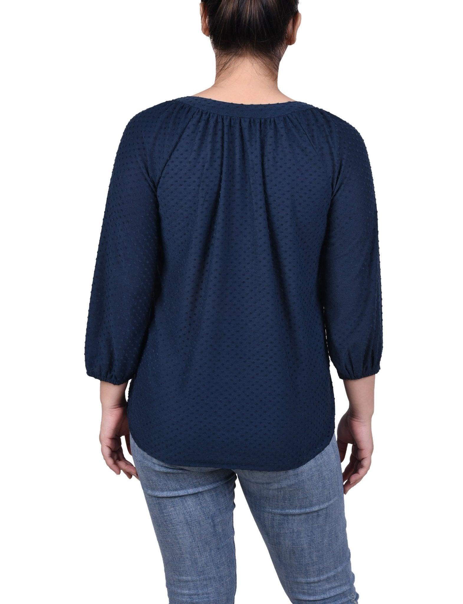 3/4 Length Sleeve Swiss Dot Top - Petite Product Image