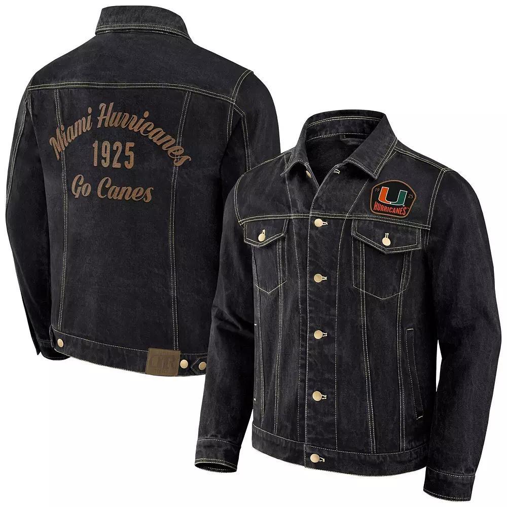 Men's Darius Rucker Collection by Fanatics Black Miami Hurricanes Button-Up Denim Jacket,  Product Image