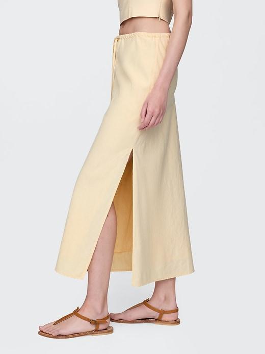 Linen-Blend Midi Skirt Product Image