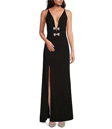 Womens Viola Bow-Detailed Crepe Mermaid Gown Product Image