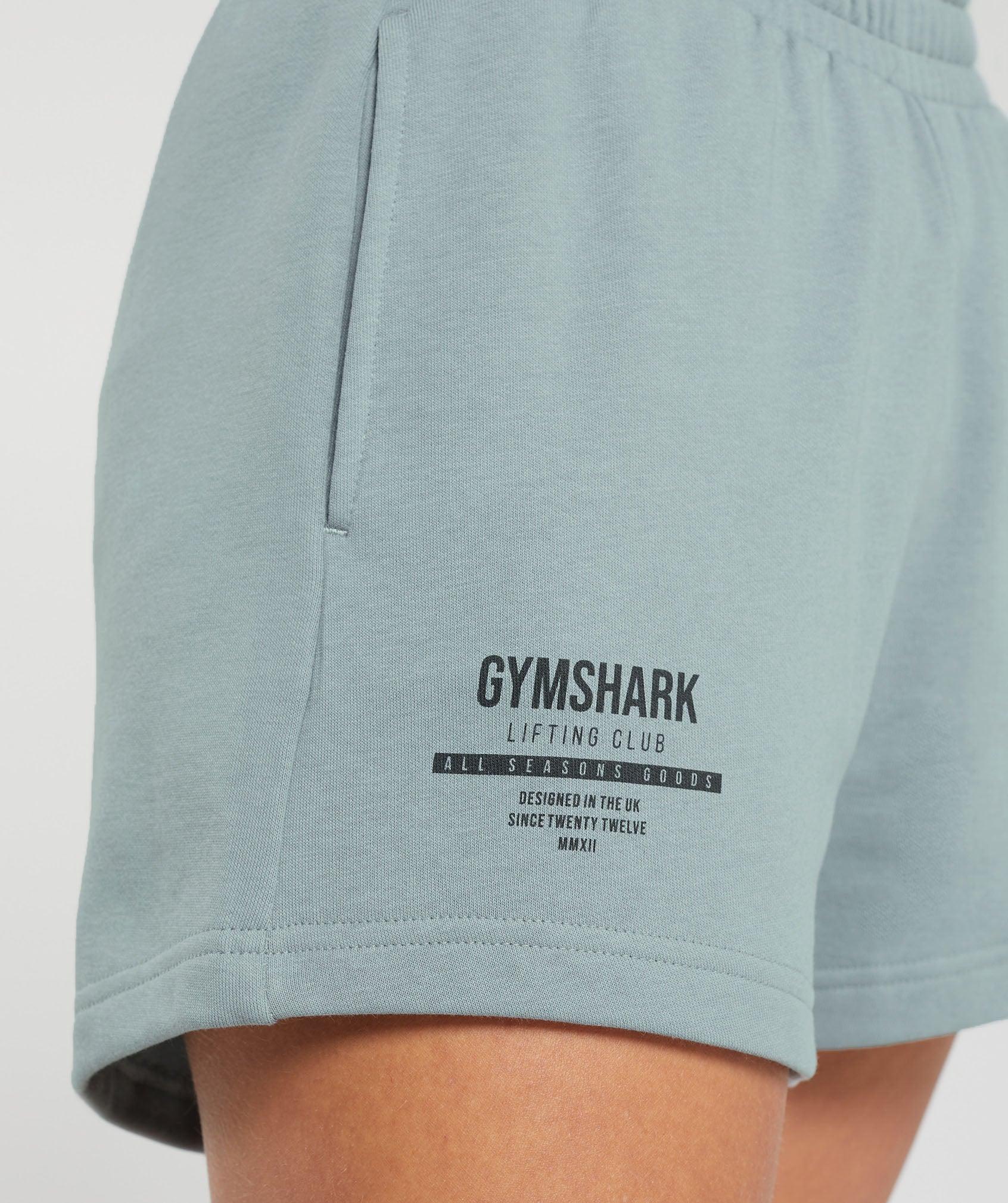 Gymshark Care Label Graphic Brushed Shorts - Denim Grey Female Product Image