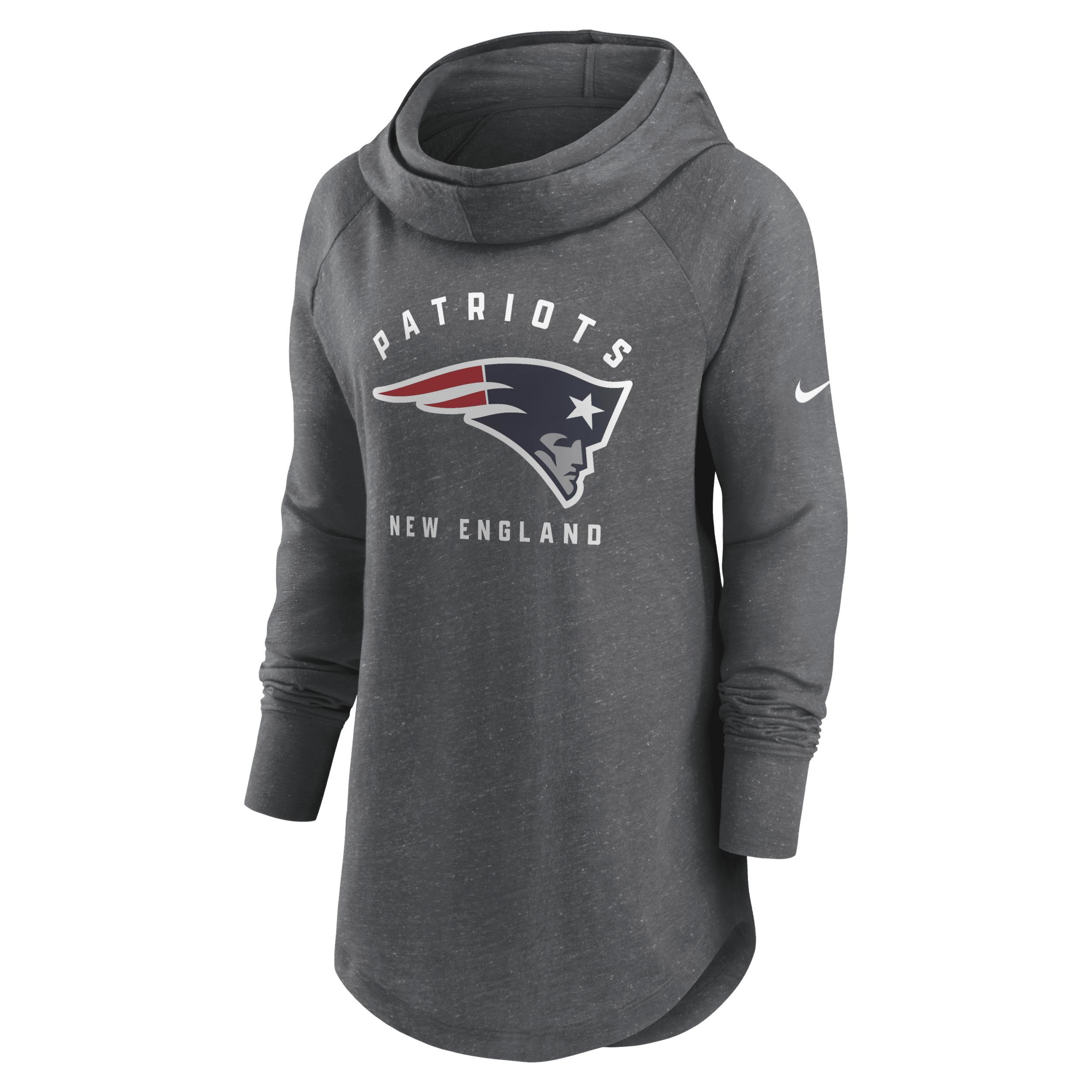 Womens Nike Heather Charcoal New England Patriots Raglan Funnel Neck Pullover Hoodie Product Image