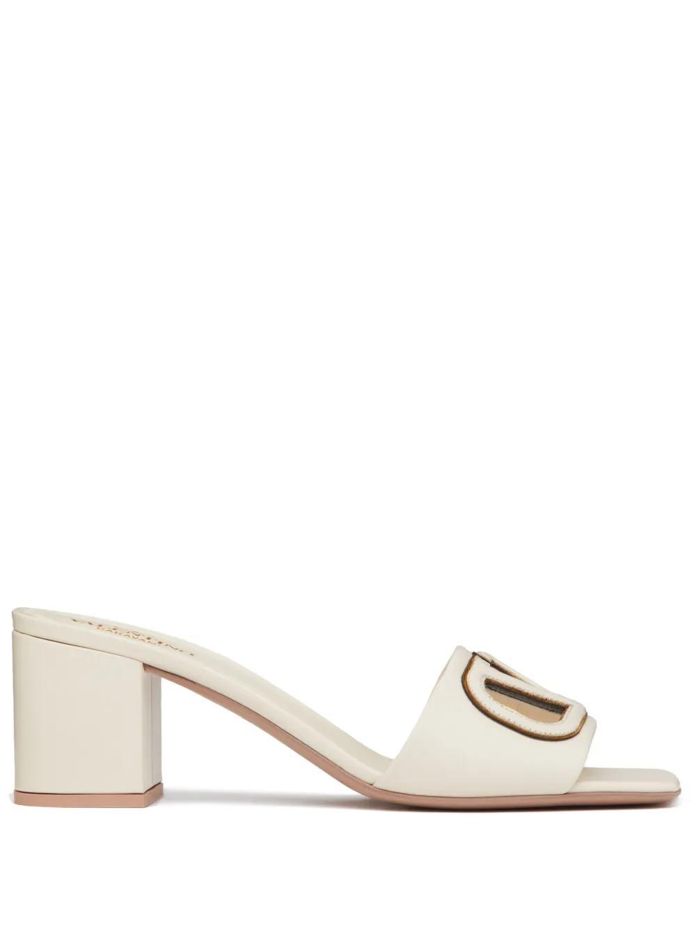 VALENTINO GARAVANI Vlogo Signature 60mm Leather Mules In White Product Image