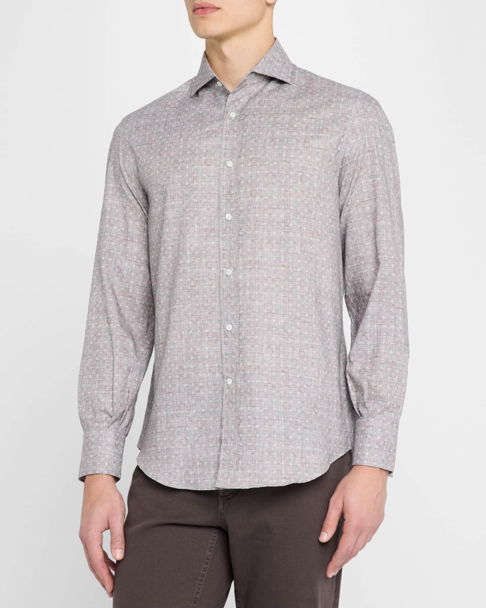 Men's Cotton Floral Casual Button-Down Shirt Product Image