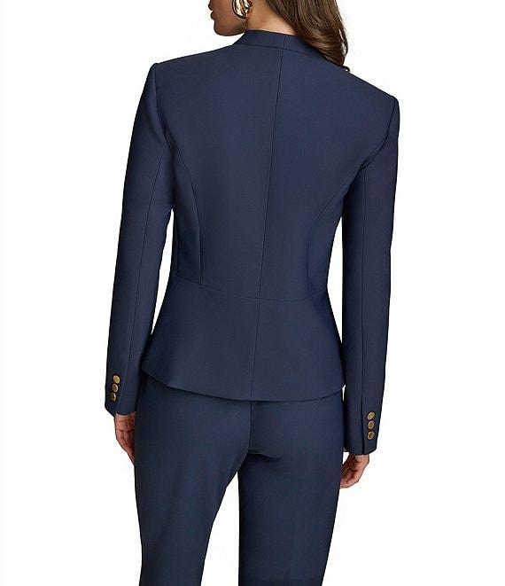 Donna Karan Collarless Gold Bar Hardware Snap Front Jacket Product Image